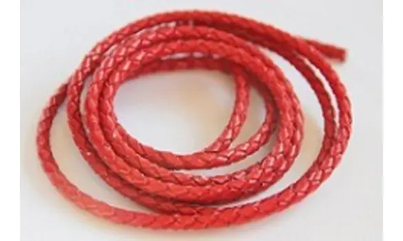 Cuir tressé 3mm rouge