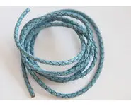 Cuir tressé 3mm ciel