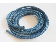 Cuir tressé 3mm bleu
