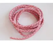 Cuir tressé 3mm rose