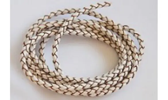 Cuir tressé 3mm blanc